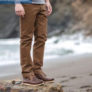 Gustin Men’s Slim Button-fly Camel Duck Canvas Chino Pants M-347 Sz 34 x 33